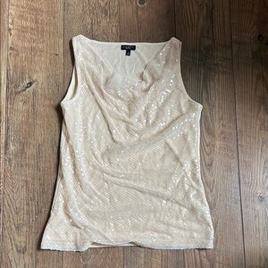 Talbots Champagne Sequin Cowl Neck Tank Top